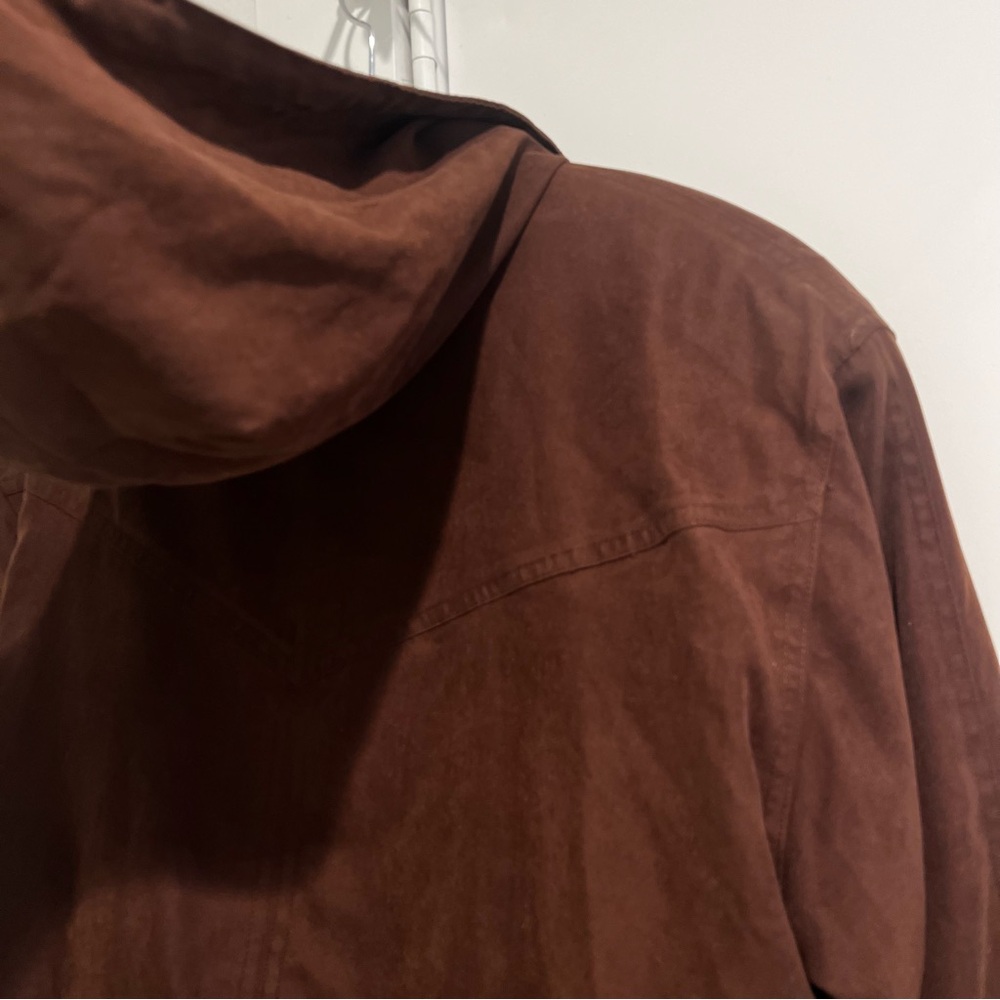 Suede Brown Barn Coat with Waist - Picture 9 of 9
